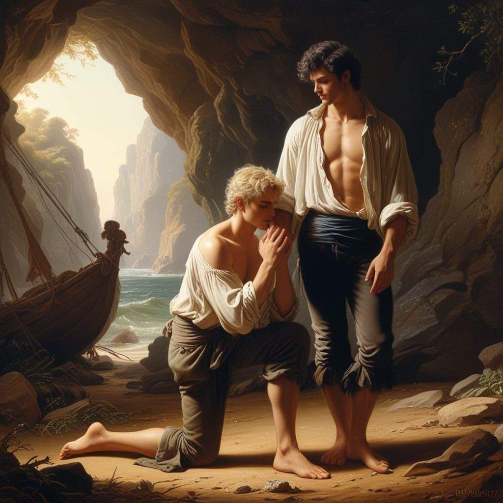 Two Men in Repentance, a Rococo Scene