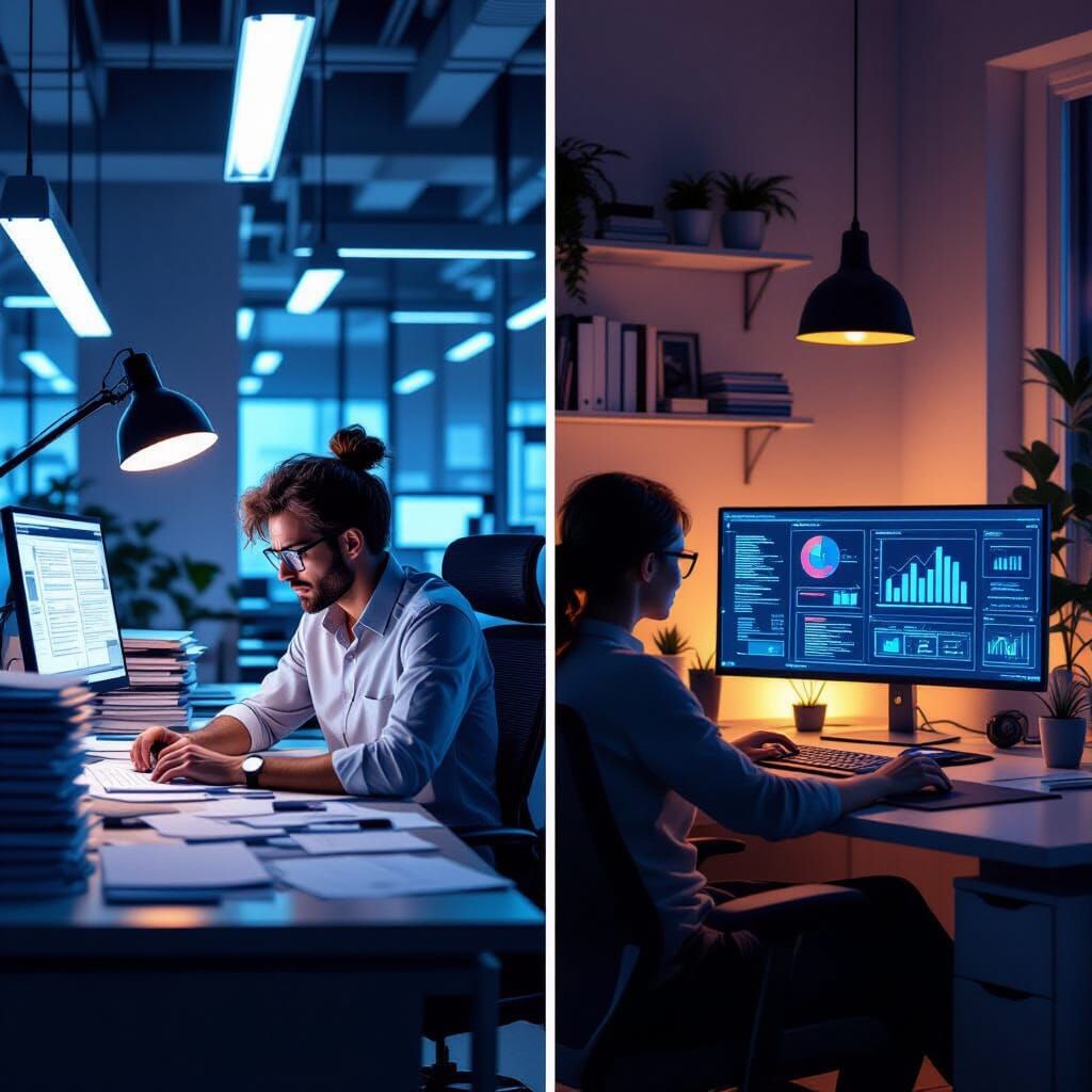 Office Stress vs. Serene AI Business Management