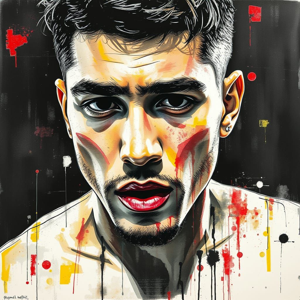 Avant-Garde Boxer in Distressed Ink