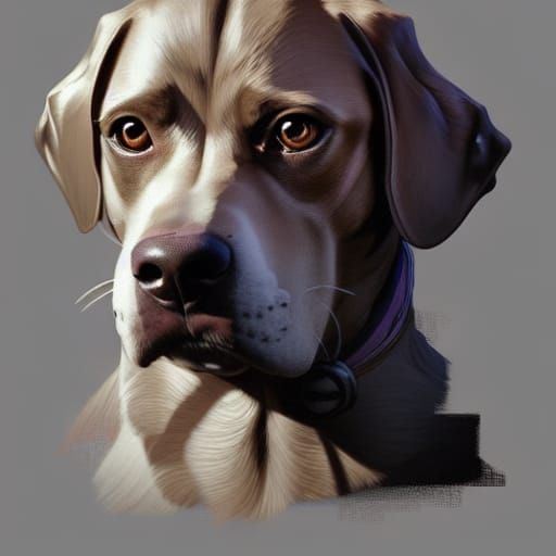 Beautiful Dog Portrait in Hyperdetailed Art Style