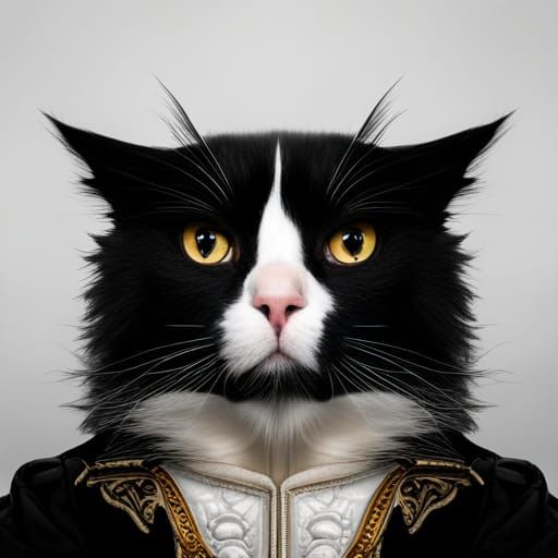 Cat in Bonaparte Jacket: Professional Studio Portrait