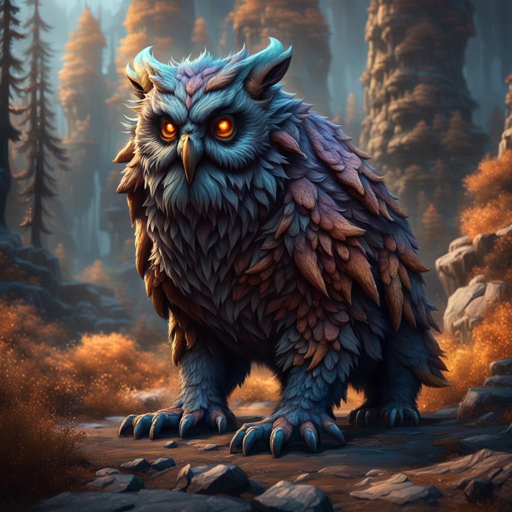 Petrified Owlbear Detailed Matte Painting