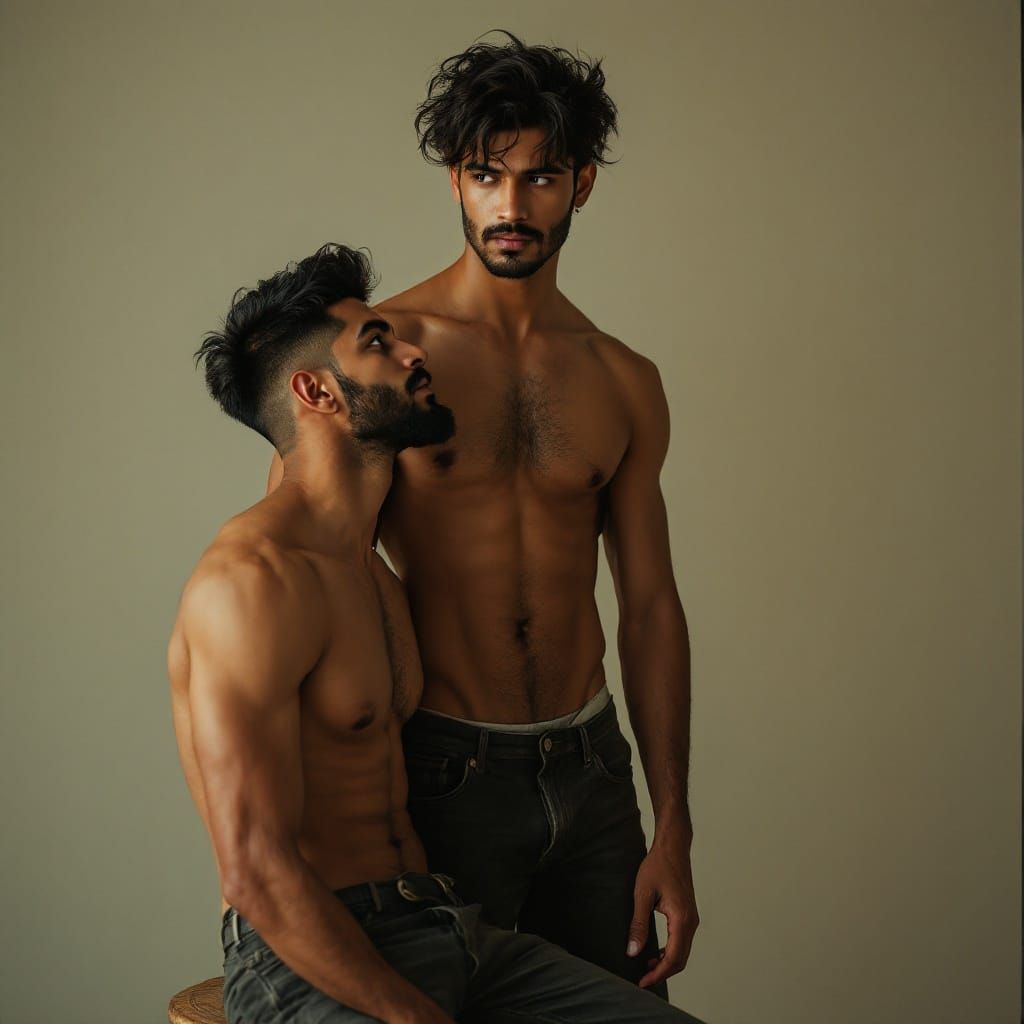 Striking Portrait of Two Young Men in Cinematic Style