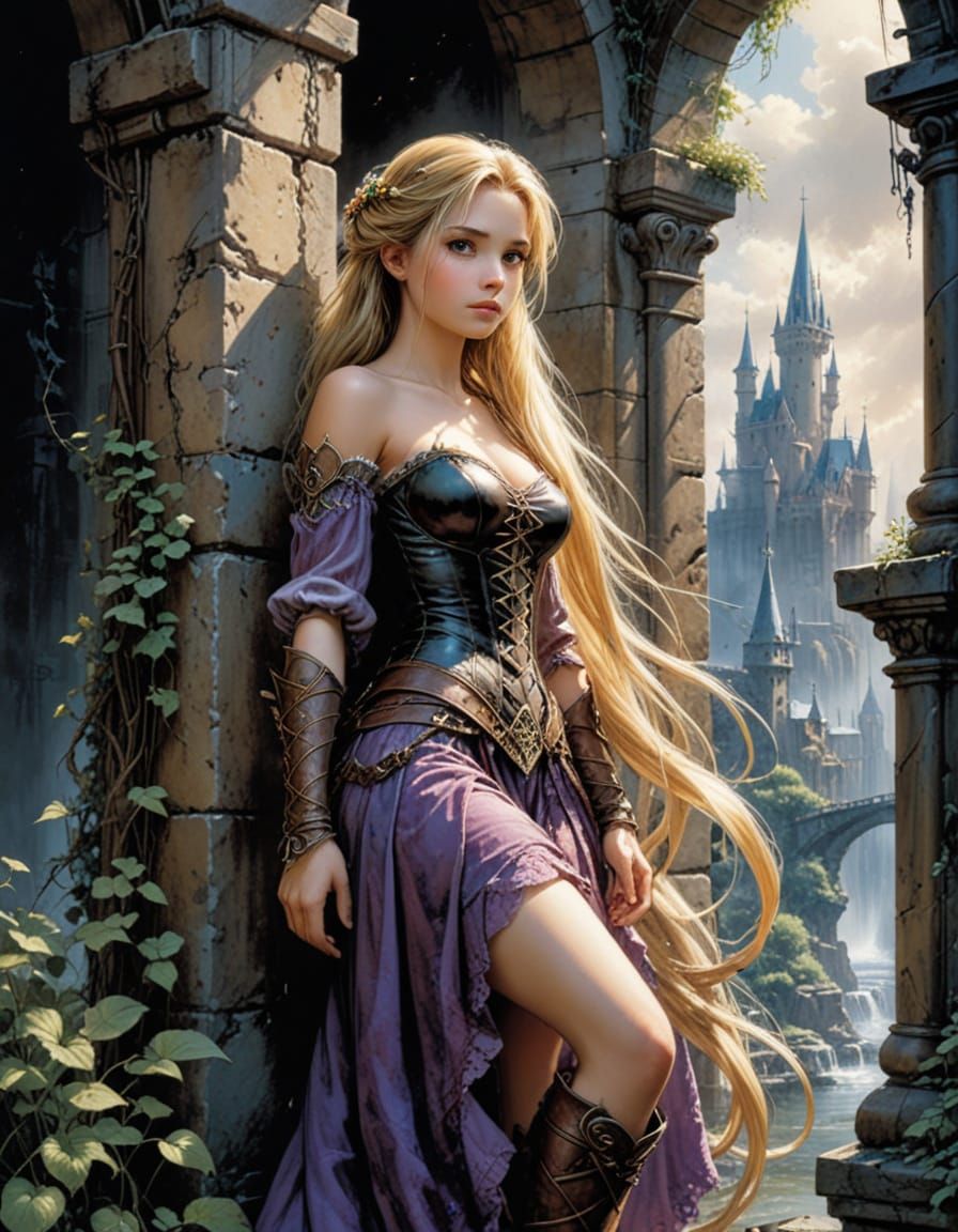Rapunzel in Mixed Artistic Styles
