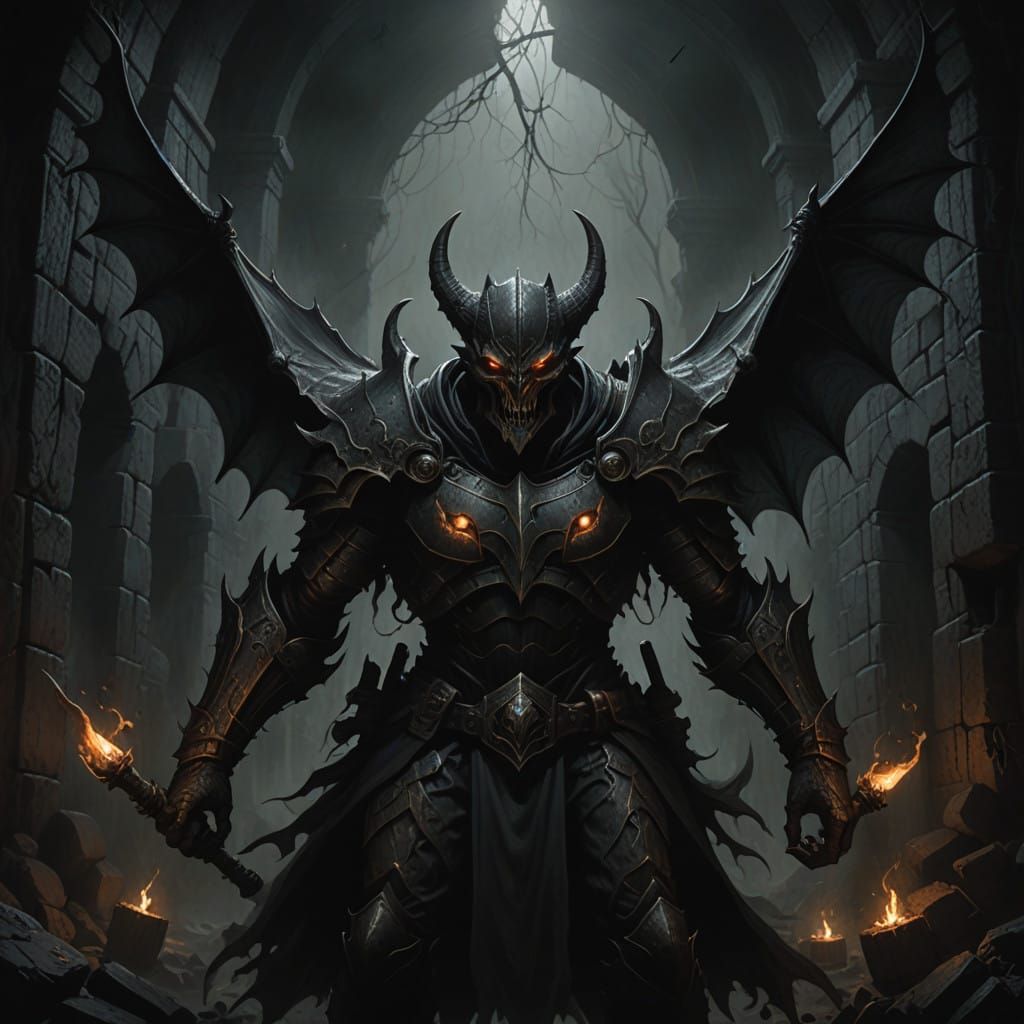 Dark Fantasy Encounter in a Catacomb