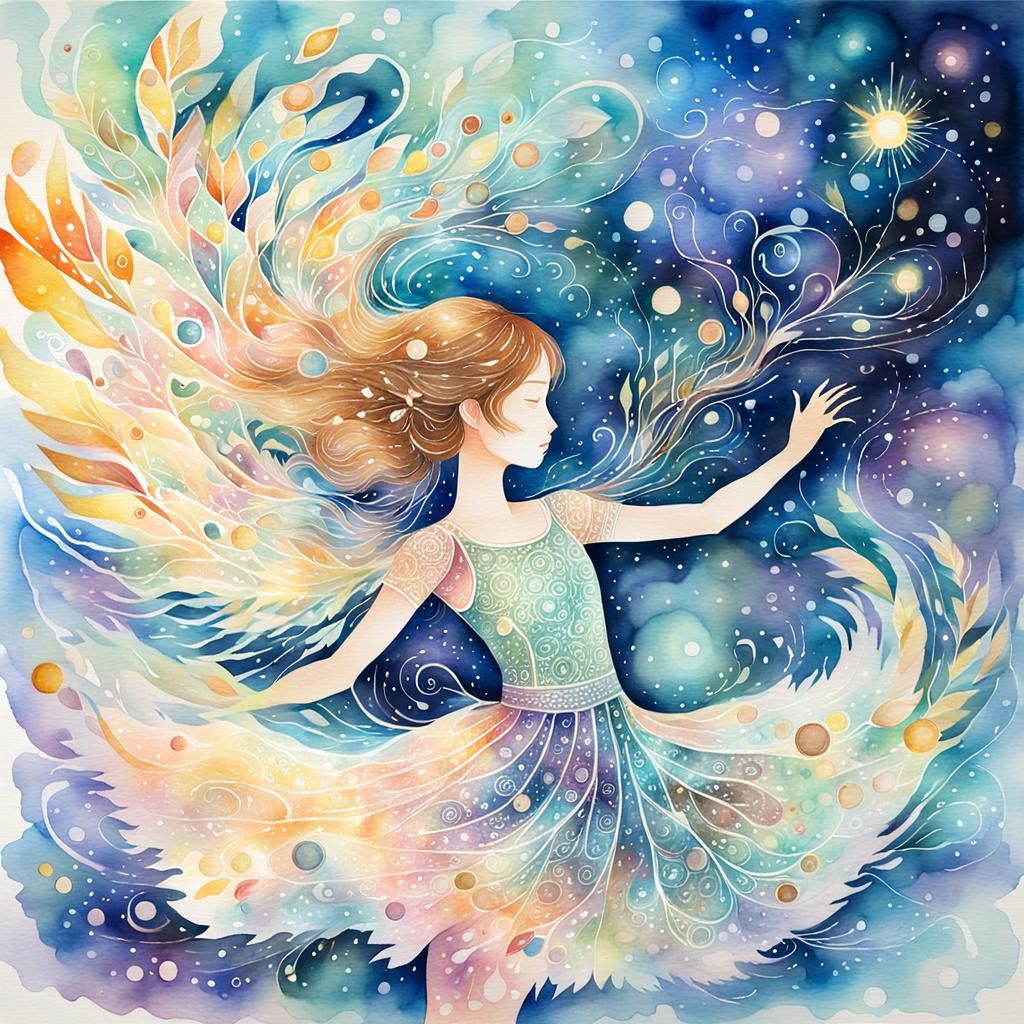 Ethereal AI Entity in Dreamlike Watercolor Painting