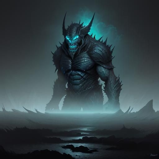 Menacing Abyssal Hunter in Dark Fantasy Style