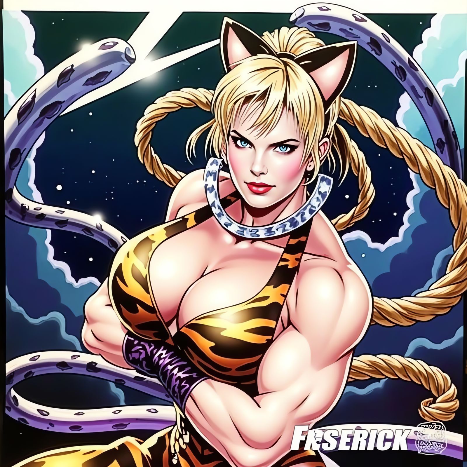 Anime Muscle Goddess Exporting into Outer Space