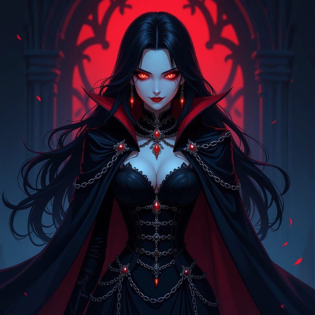 Anime Villainess in Gothic Fantasy Style