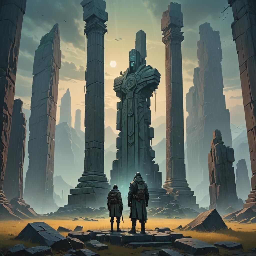 Memorial to Fallen Soldier in Mystical Landscape