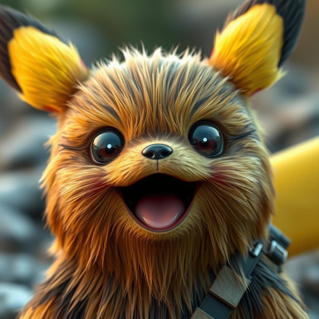 Adorable Chewbacca Pikachu Hybrid in 3D