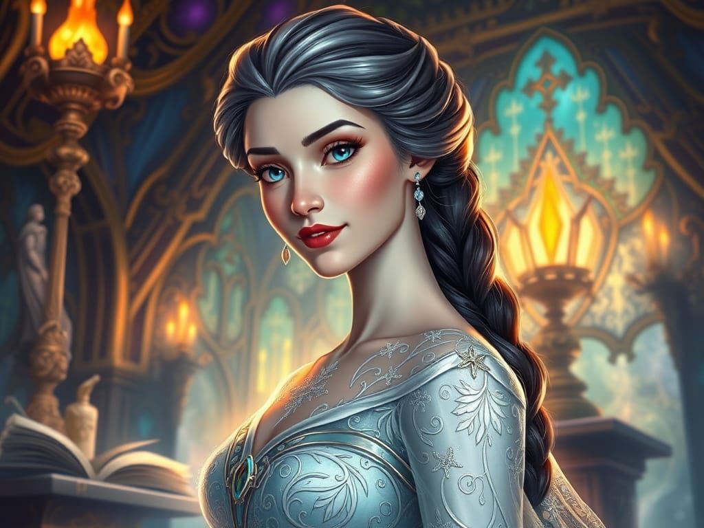 Ice Queen Elsa in Mystical Fantasy Realm