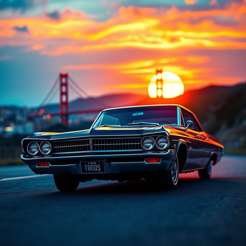 Surreal 1966 Buick Sedan Masterpiece in Lowry-Inspired Oil P...