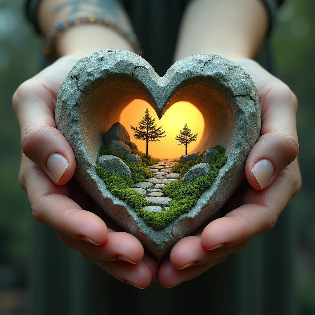 Surreal Heart Sculpture in Gentle Reverence