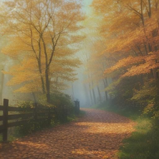 Impressionistic Autumn Trees in Golden Sunlight