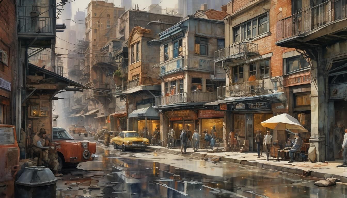 Sci-Fi Fantasy Western Adventure in Watercolor