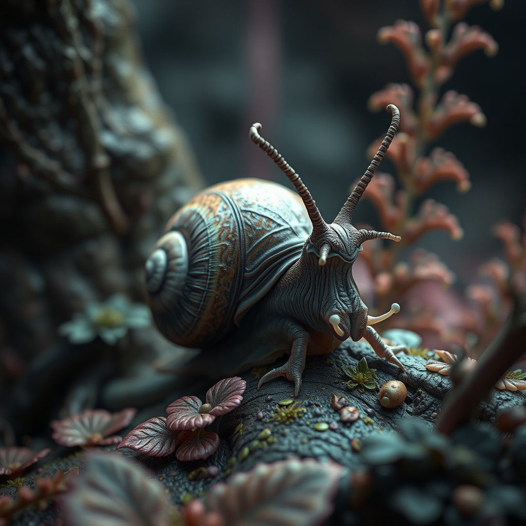 Snail-Caterpillar Hybrid Creature: Fantasy Concept Art