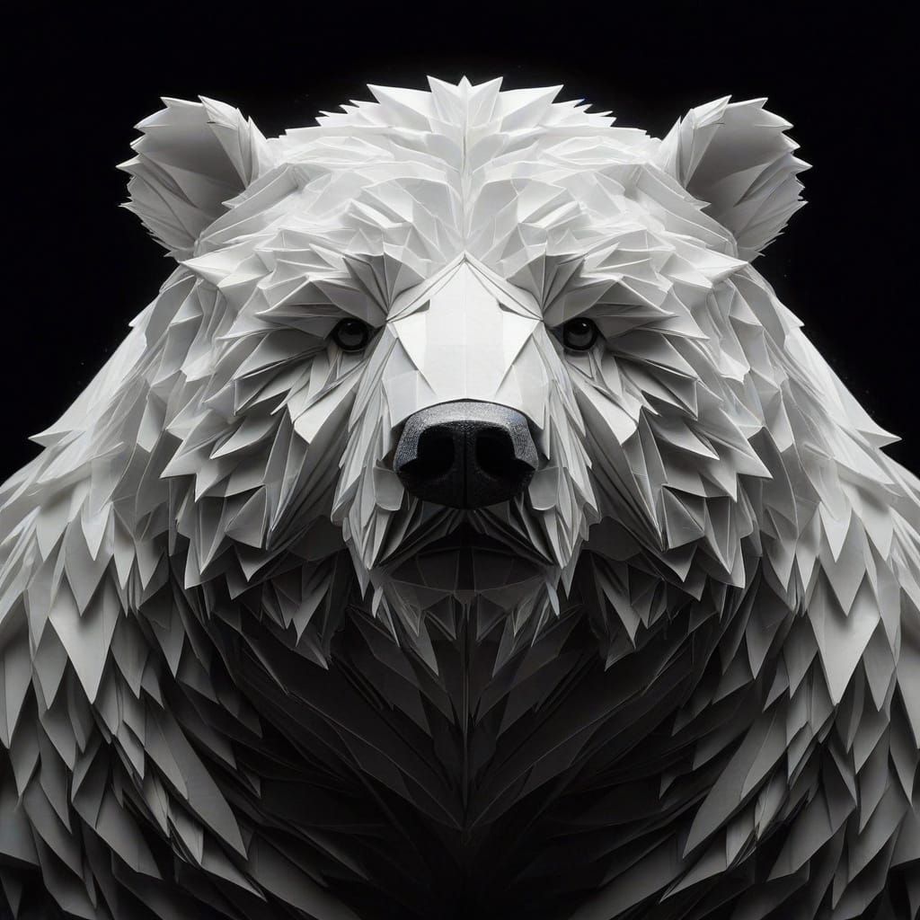 Dramatic Origami Polar Bear Microphotograph