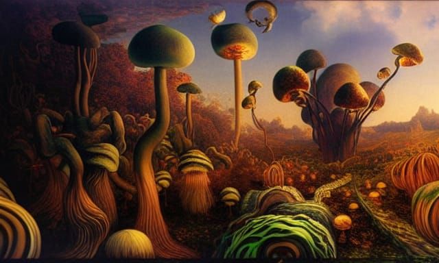 Surreal Cornfield Monster Galaxy Portal Dreamscape