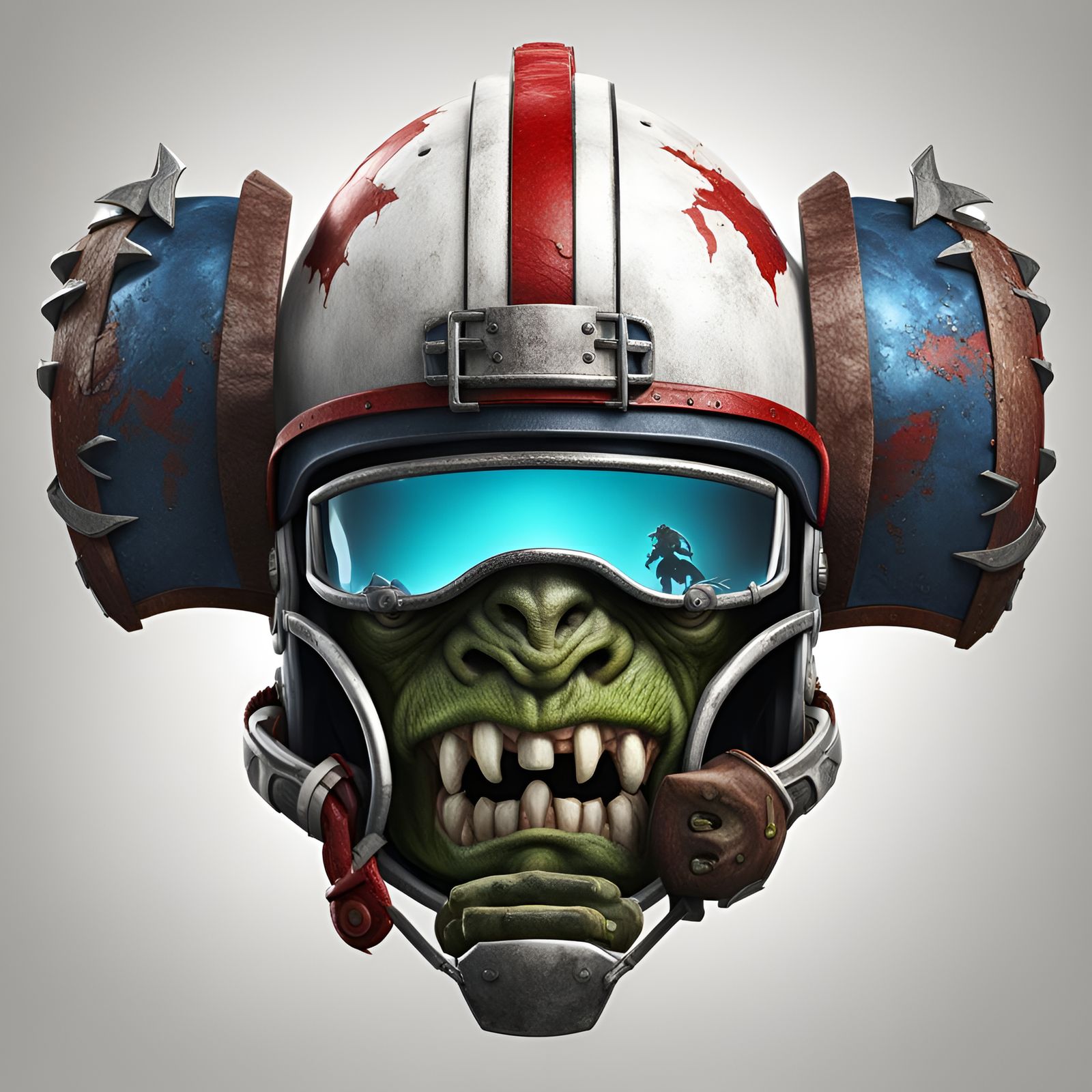 Orc Blood Bowl Helmet on White Background
