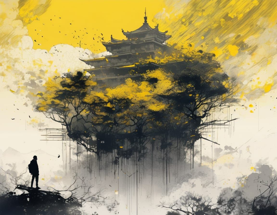 Surreal Morning Sky in Vibrant Yellow Hues