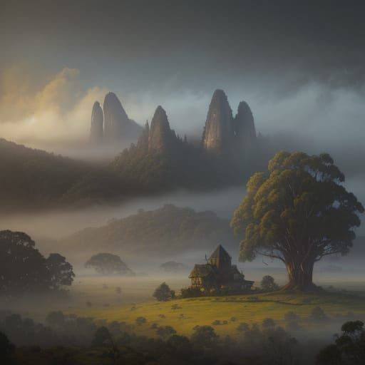 Dreamy Australian Alps in Golden Mist
