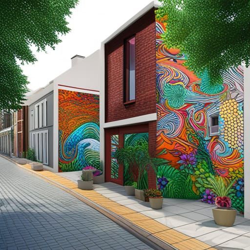 Perth Laneway with Heritage Houses and Mural