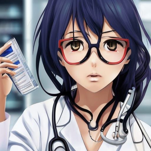 Anime Waifu as Doctor with Glasses