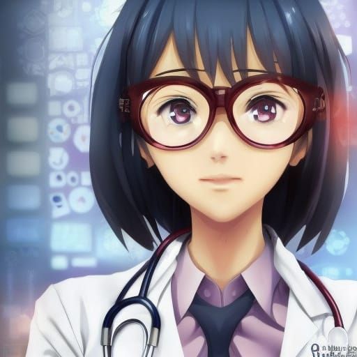Anime Waifu as Doctor with Scientific Aesthetic