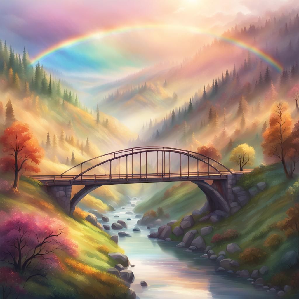 Rainbow Bridge Concept Art in Misty Valley
