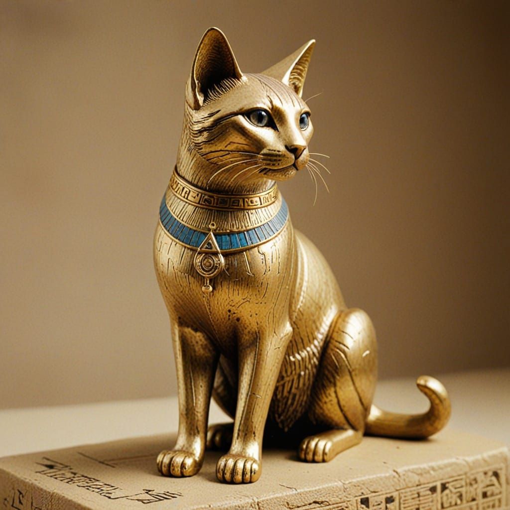 Sacred Cat Gold Figurine in Ancient Egyptian Style