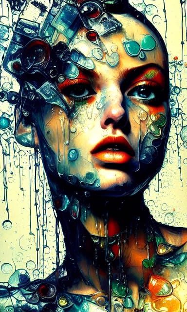 Abstract Water Figure, Surrealist Digital Painting