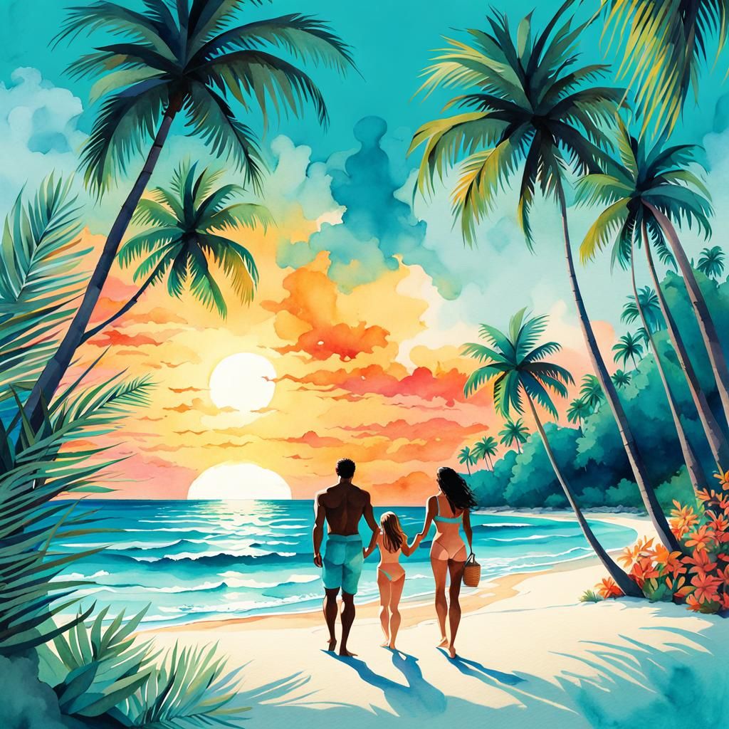 Surreal Tropical Haven at Sunset