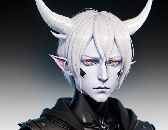 Icy Demon: 3D Anime Art Portrait