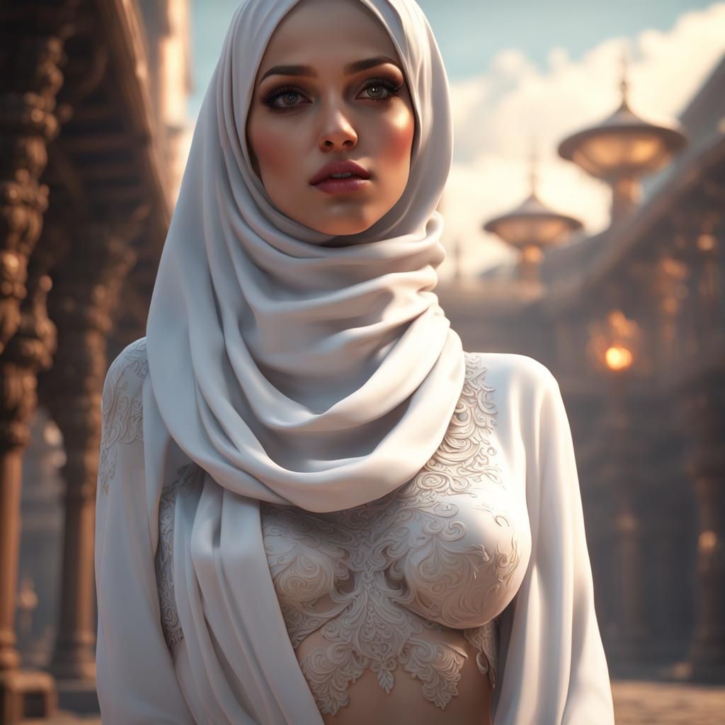 Detailed Matte Painting of Figure in Hijab