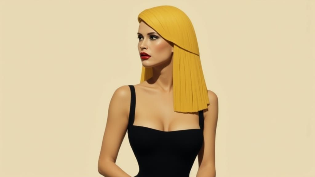 Confident Woman in Black Dress, Vibrant Figurative Art