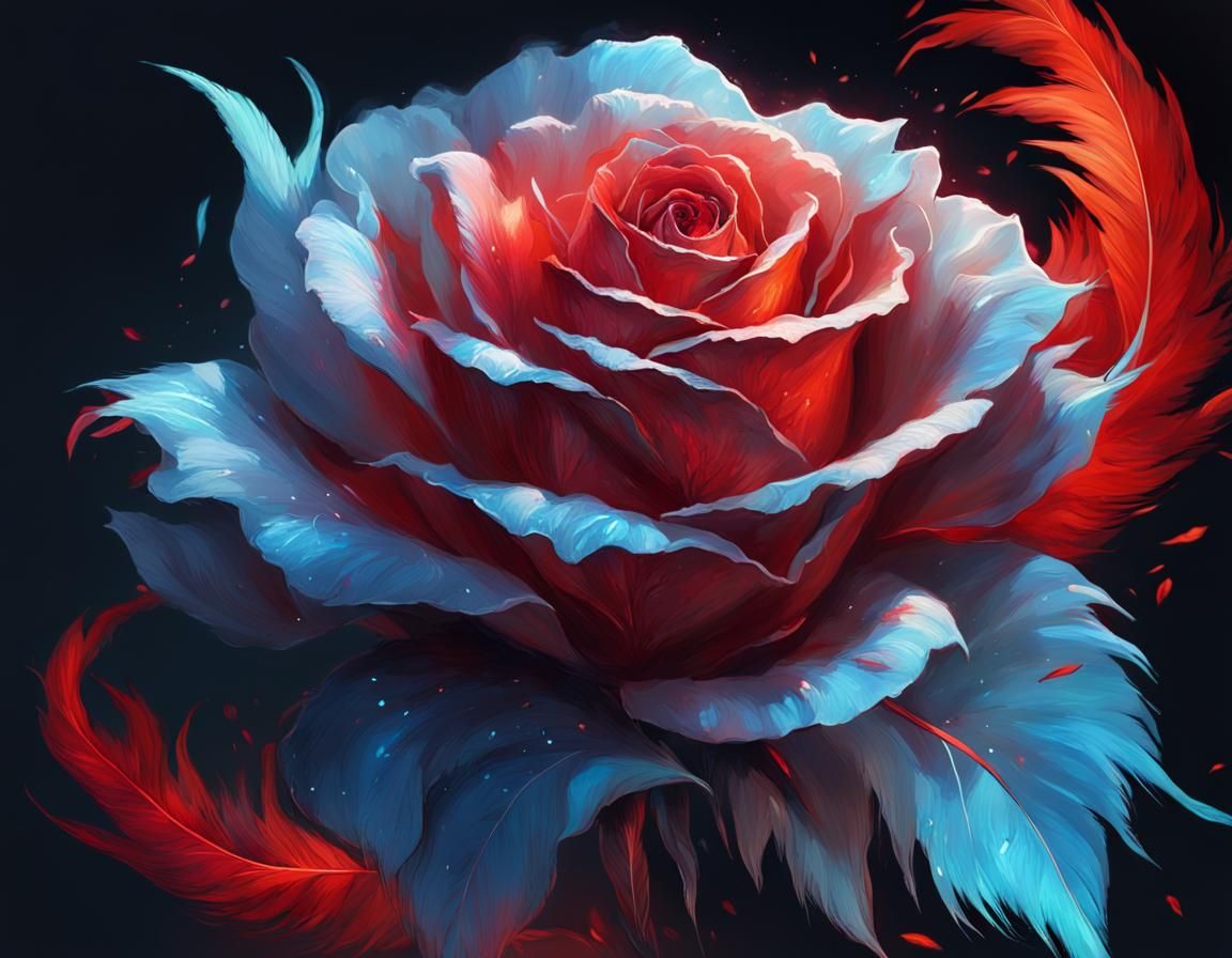 Fiery Roses: A Digital Masterpiece of Contrasting Colors