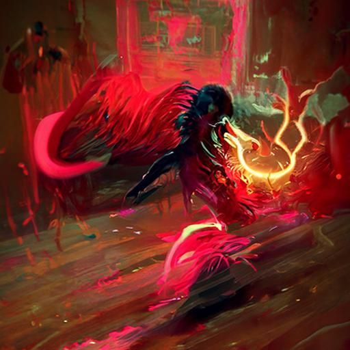 Glowing Neon Phoenix Rising in Eldritch Style