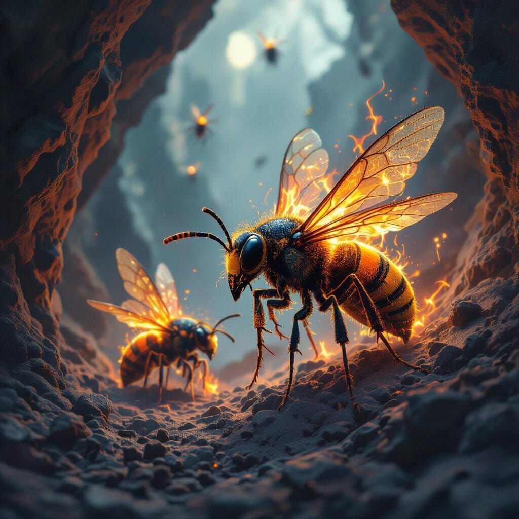 Hyperdetailed Flare Wasps Dark Fantasy Concept Art