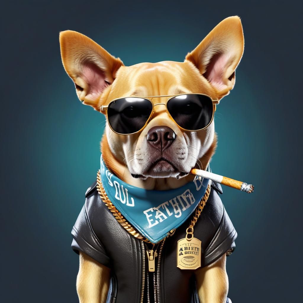 Hipster Dog with Bandana in 3D Render