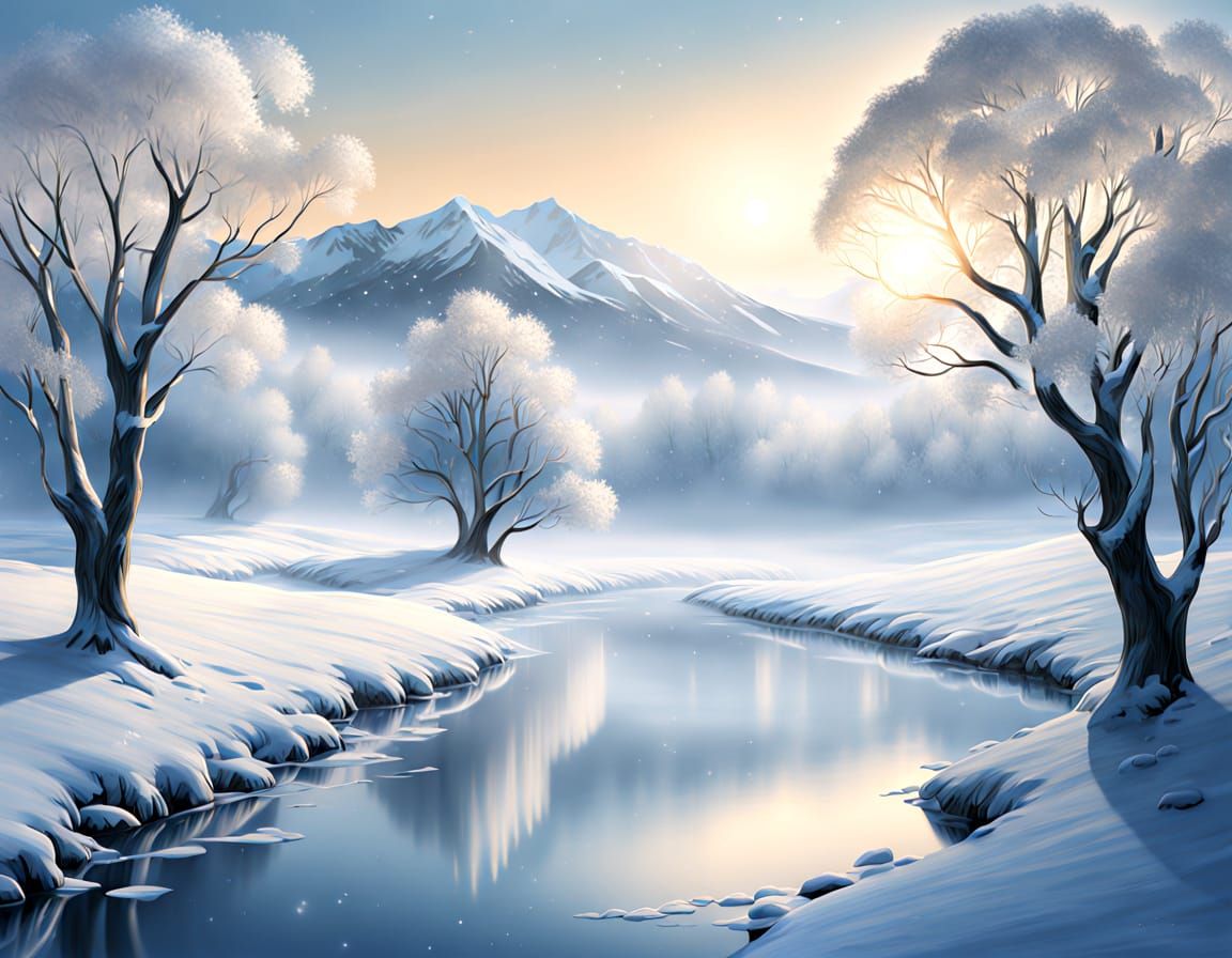 Dreamlike Winter Landscape with Ethereal Glow