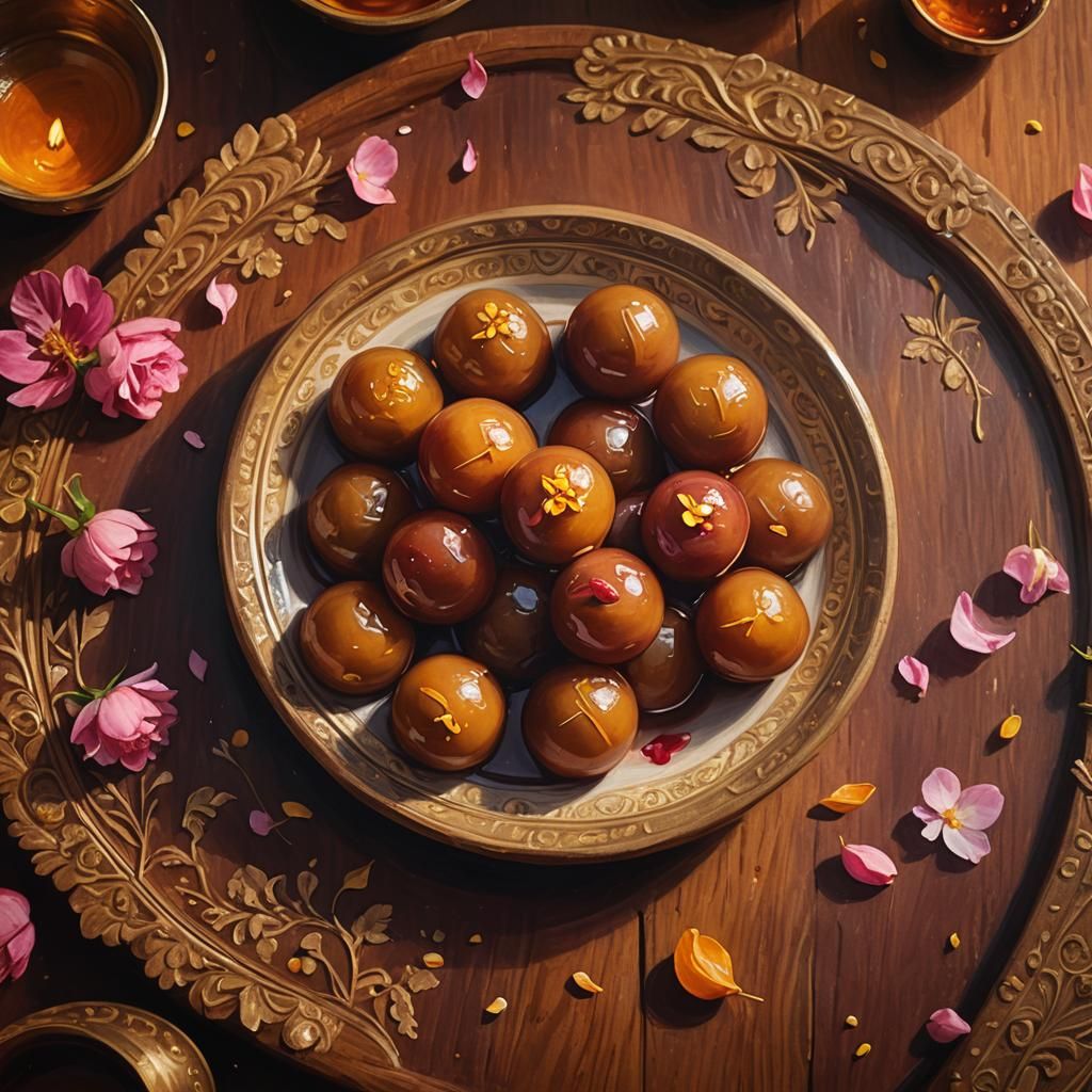 Steaming Gulab Jamun in Indian Miniature Painting