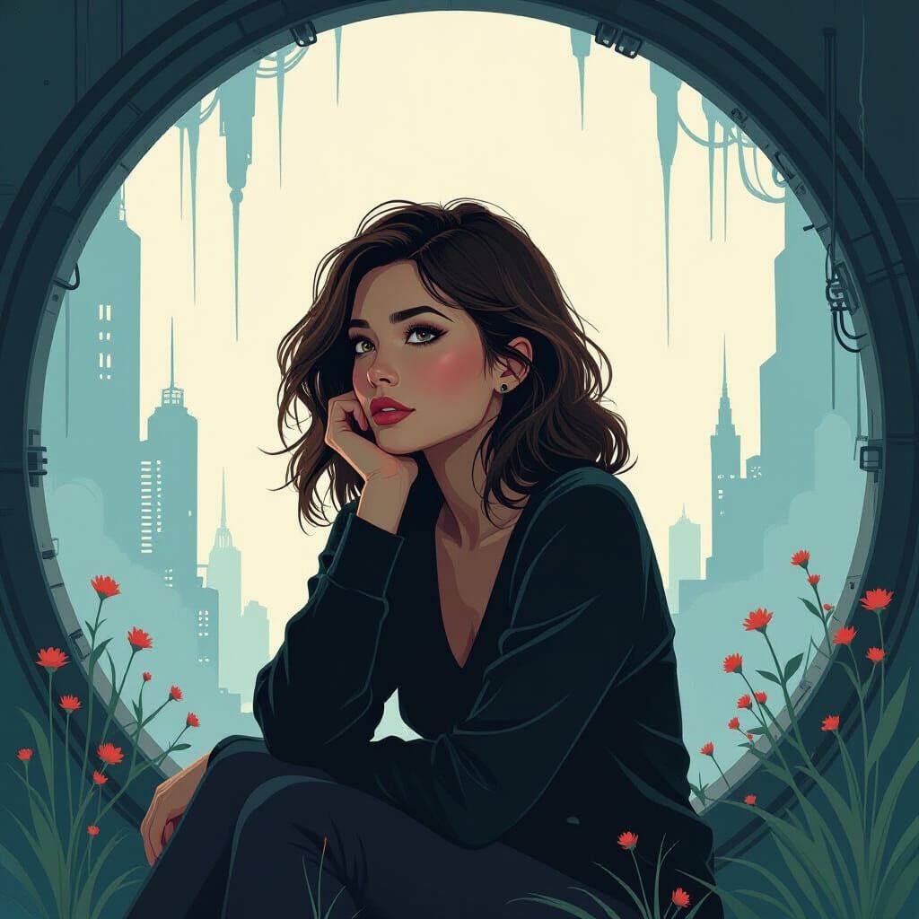 Woman in Mystical Landscape with Ethereal Whispers