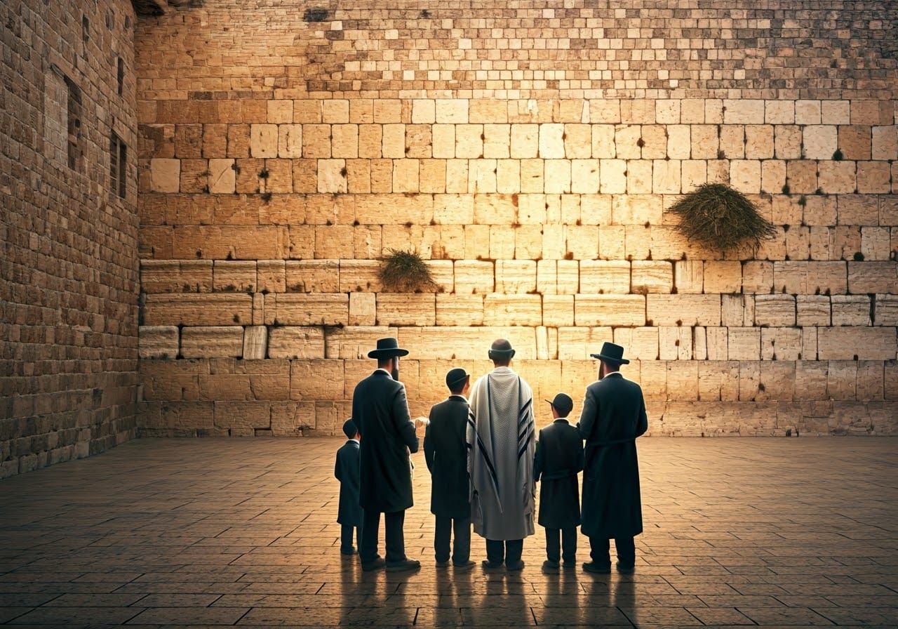 A Haredi Family's Devout Moment at the Western Wall