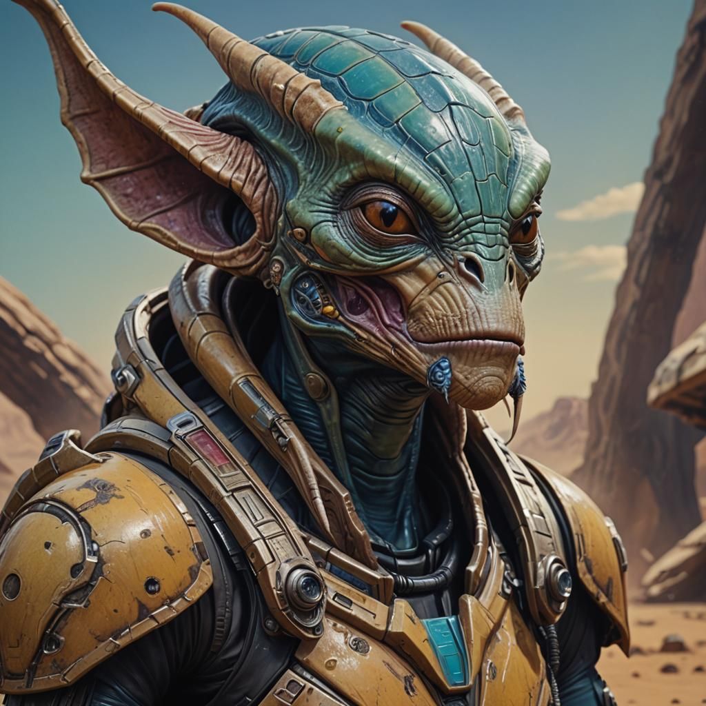 Sci-Fi Goth Alien Portrait in Hyperrealistic Splash Art