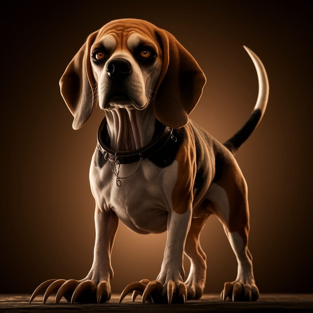 Surreal Beagle Monstrosity Emerges from Shadows