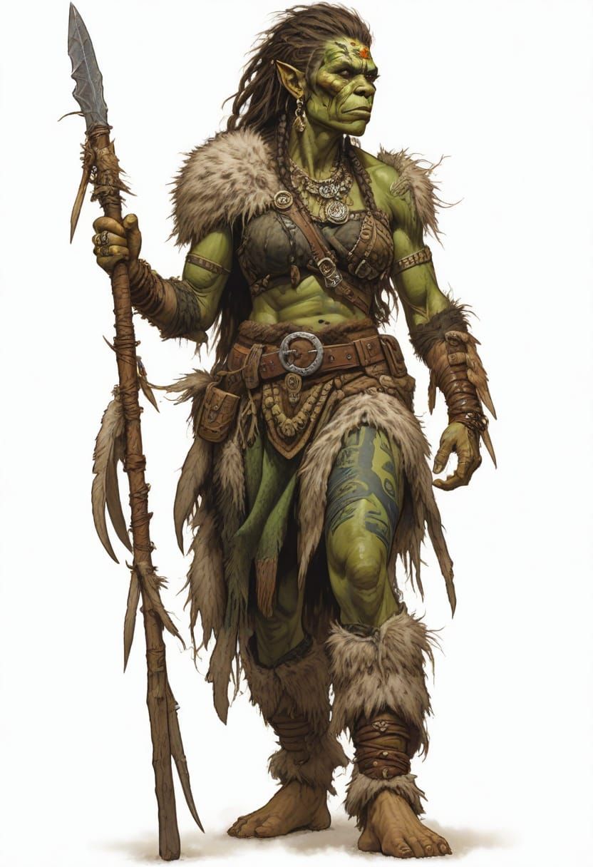 Muscular Orc Warrior in Vivid Fantasy Illustration