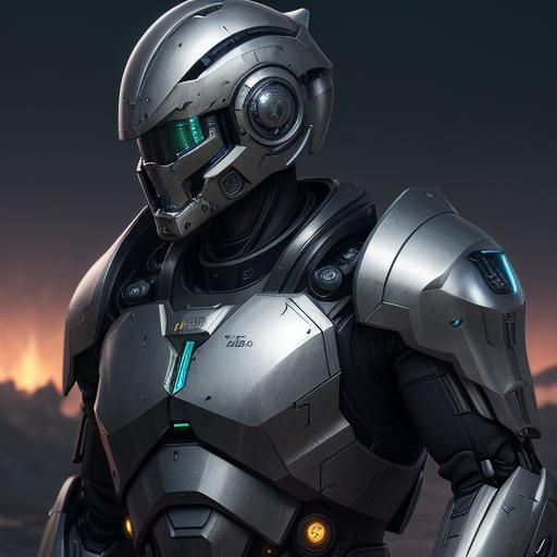 Intricate Sci-Fi Helmet in Polished Metal, 8K