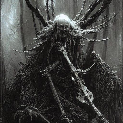 Baba Yaga: A Dark Fantasy Horror Illustration