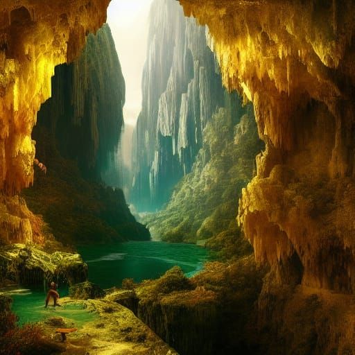 Epic Emerald Cave: A Digital Matte Painting